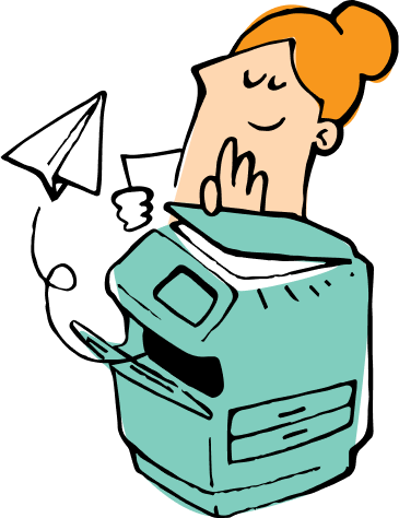 staff to copy and scan from printed material